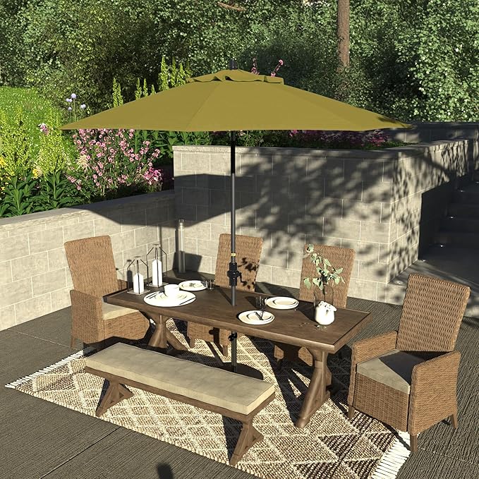 California Umbrella 9' Rd. Crank Lift, Collar Tilt, Aluminum Pole, Fiberglass Rib Patio Umbrella, Hammertone Grey Finish, Sunbrella Macaw