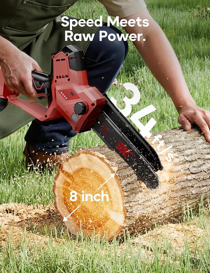 DeForce 2-in-1 Cordless Electric Pole Saw, for Milwaukee M18 18V Battery, Brushless 8" Mini Chainsaw for Tree Trimming, Battery Powered Pole Saw, 16 ft Max Reach, with Extension Pole(Bare Tool Only)
