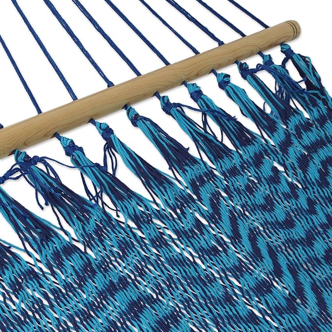 NOVICA Blue Turquoise Nylon Hand Woven Hammock, Sea and Sky' (Single)