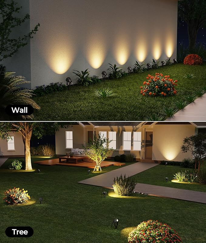 DeckTok Outdoor Landscape Lighting, 8 Pack Outdoor Spotlights, LED Low Voltage Landscape Lights for House Yard Garden Lawn Tree Fence Plant Flags Pathway, 12V 2700K Warm White, IP65 Waterproof