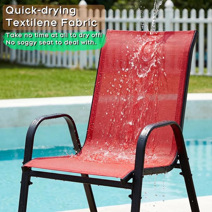 Outdoor Dining Set for 6, Patio Metal Table and Chairs Set with 1.97'' Umbrella Hole, 7pcs Patio Furniture Set 63”x37.8” Dining Table Set with Stackable Chairs for Backyard Pool Deck