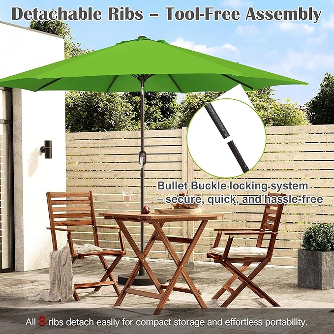 Blissun 10FT Outdoor Patio Umbrella, Outdoor Table Umbrella, Yard Umbrella, Market Umbrella with 8 Sturdy Ribs, Push Button Tilt and Crank