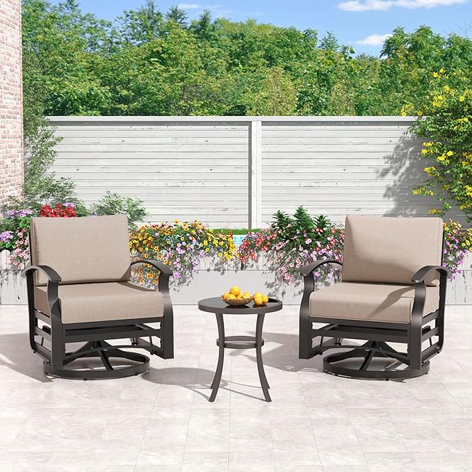 Kullavik Aluminum Patio Furniture Set,6 Pieces 7 Seat Sectional Metal Outdoor Furniture Conversation Set w/5.1" Cushions,Swivel Rocking Chairs Set,Sand