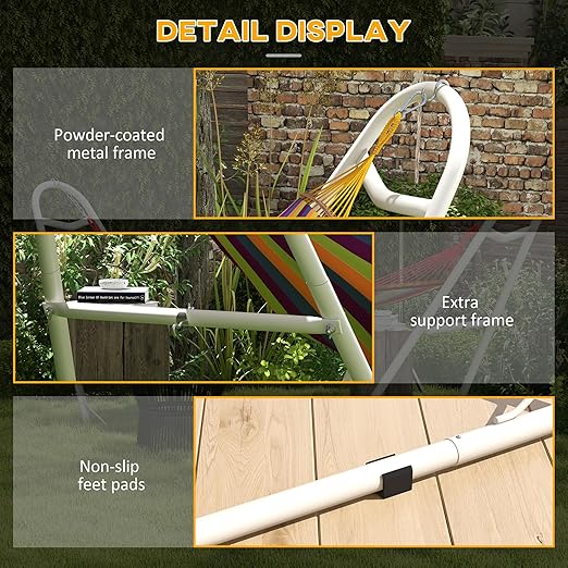 Hammock Stand for 2 Person, Portable Adjustable Steel Frame, Weather-Resistant Finish, Fits 9-14ft Hammocks, 550 lbs Capacity, White