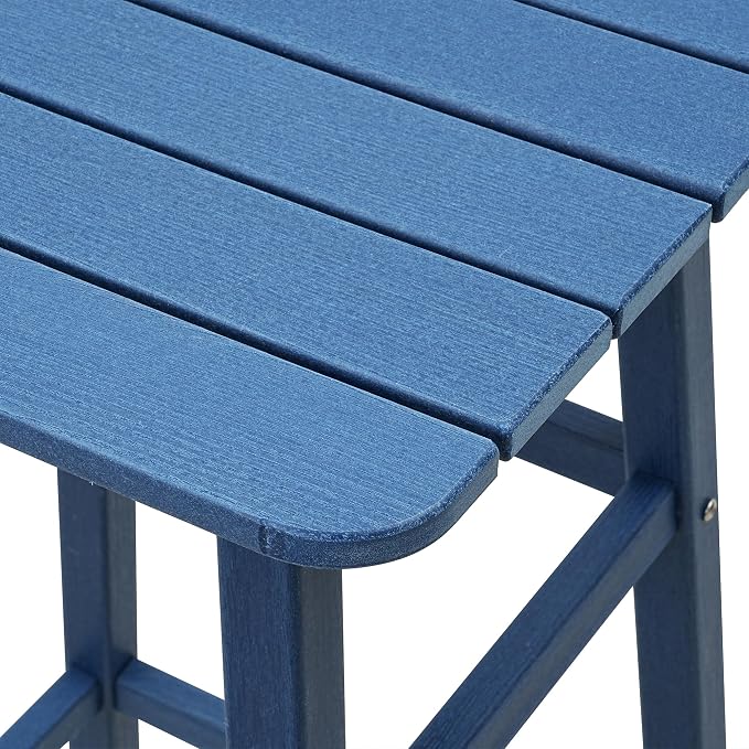 3-Piece Outdoor Counter Height Bar Table Set, 42" Pub & Bistro Table with 2 Stools, HDPE Weather Resistant for Patio/Backyard/Garden/Poolside, Navy Blue