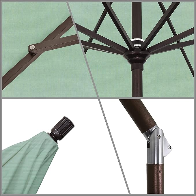 California Umbrella 11Ft Premium Sunbrella Patio Umbrella, Hand-Crank, Tilt-Collar, Bronze Frame, Spa Fabric