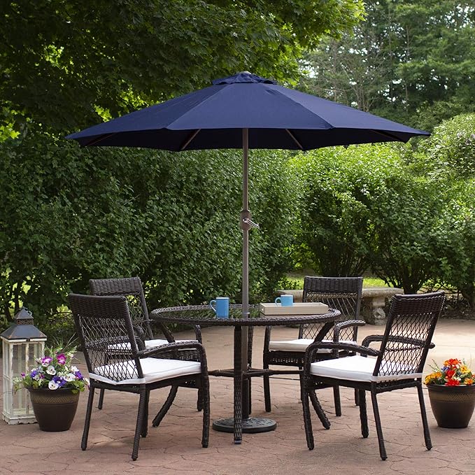 Northlight 7.5ft Outdoor Patio Market Umbrella with Hand Crank, Navy Blue