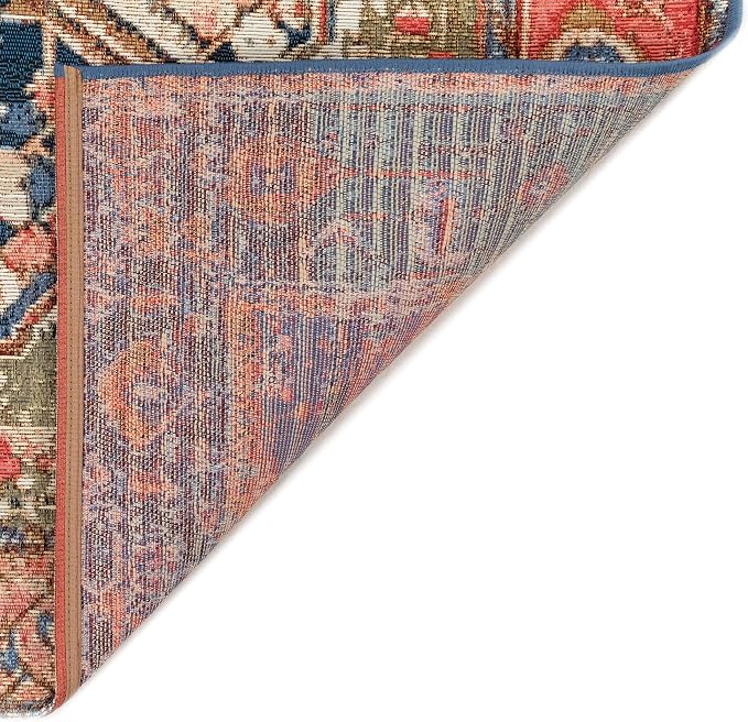 Liora Manne Marina Indoor/Outdoor Power Loomed Synthetic Blend Low Profile Area Rug - Traditional Border Casual Medallion Colorful (Heriz Red) (8'10" x 11'9")