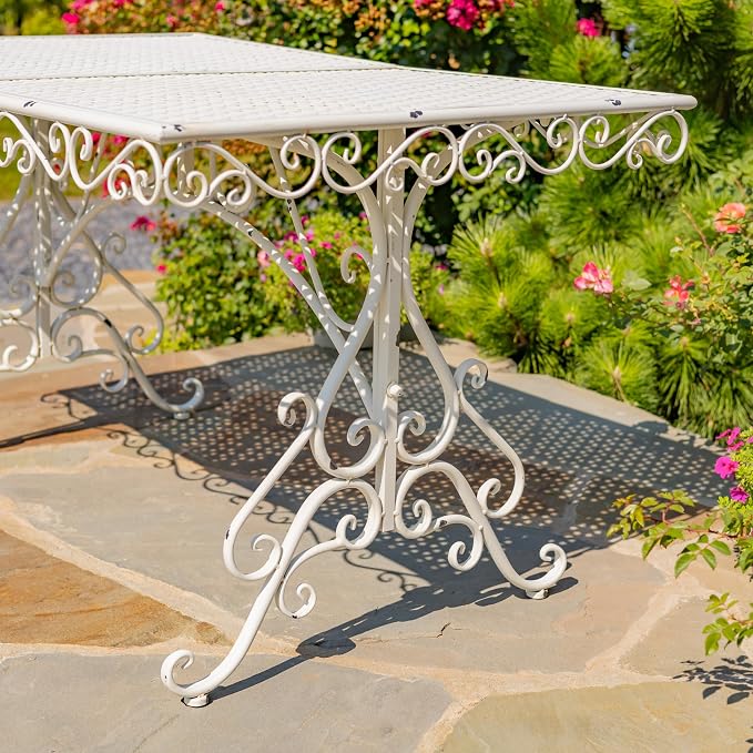 Zaer Ltd. Five-Piece Metal Dining Set in Antique White Solebury