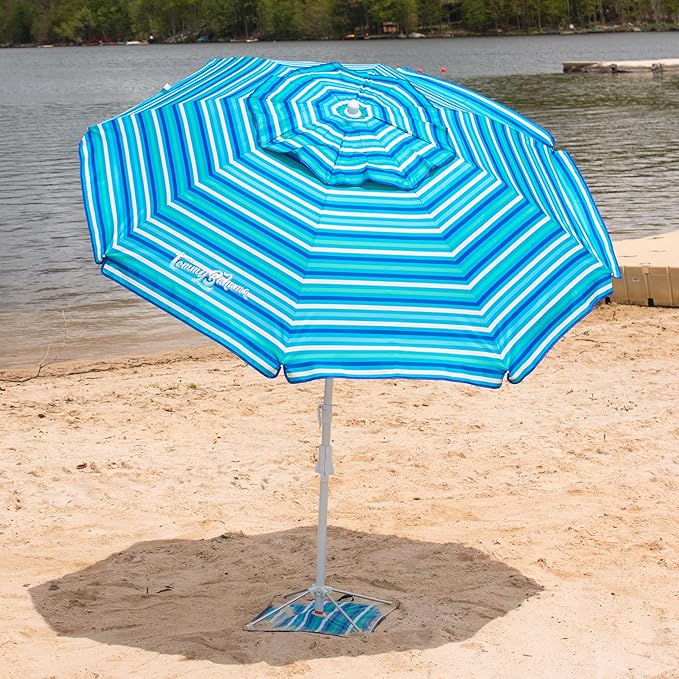 Tommy Bahama ANCHORX Adjustable Beach Umbrella Base System with Sand Anchor and Carrying Bag, SPF 50+ Protection Portable Outdoor Market Umbrella