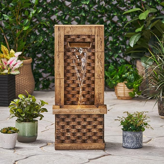 Christopher Knight Home Azlee Outdoor Fountain, Light Brown