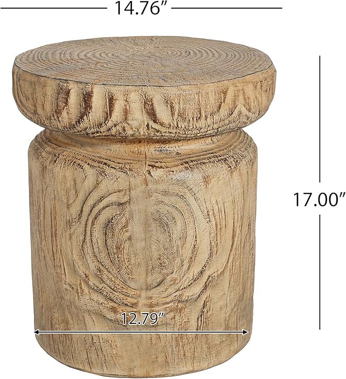 Realistic Tree Stump Side Table, Lightweight Concrete End Table for Indoor & Outdoor, Rustic Wood-Look Stool, Multi-Purpose Plant Stand, Weather-Resistant Table, No Assembly Required, Natural Wood
