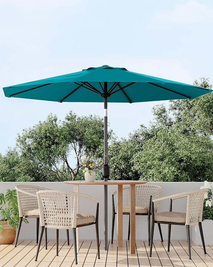 10FT Premium Patio Umbrella, Heavy Duty 8-Rib Steel Frame with Crank & Tilt, UV Protection, Fade Resistant Waterproof Polyster Canopy for Outdoor