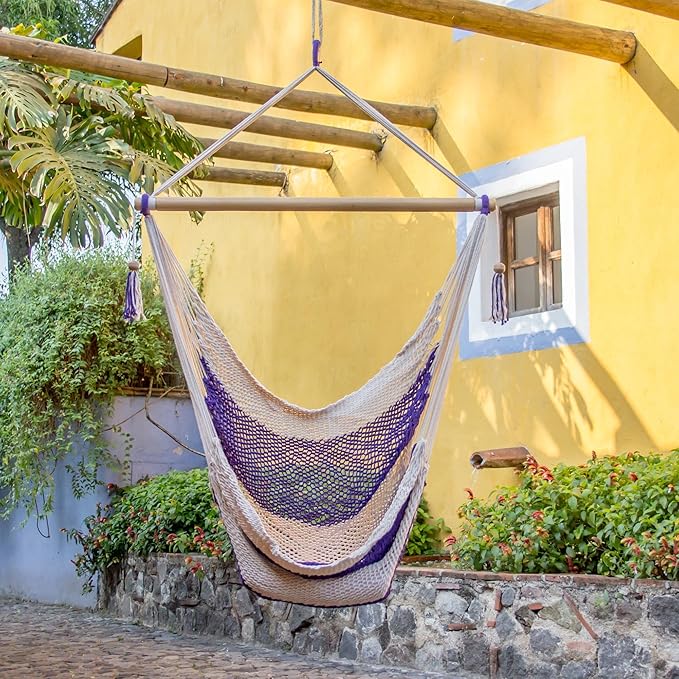 NOVICA Purple Paradise Cotton Hammock Swing
