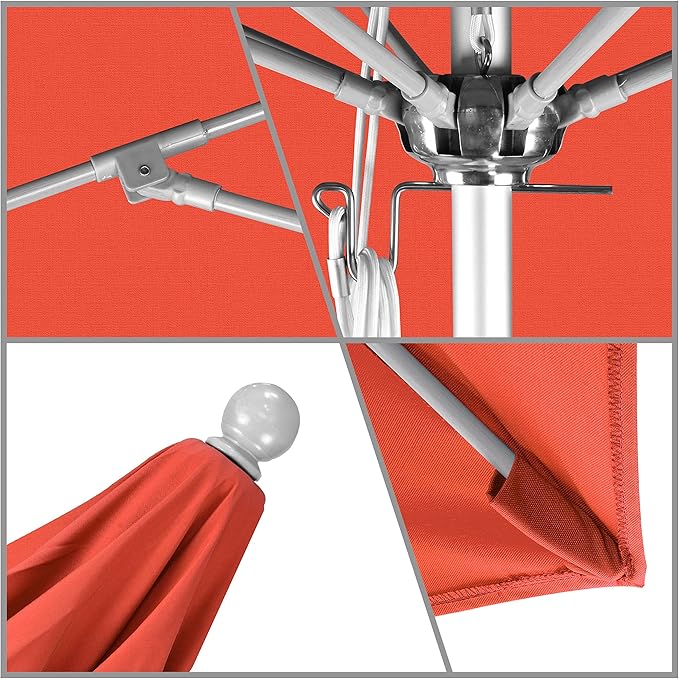 California Umbrella 11' Rd. Venture Series Contract Grade Patio Umbrella, Pulley Open, Silver Finish, Sunset Olefin
