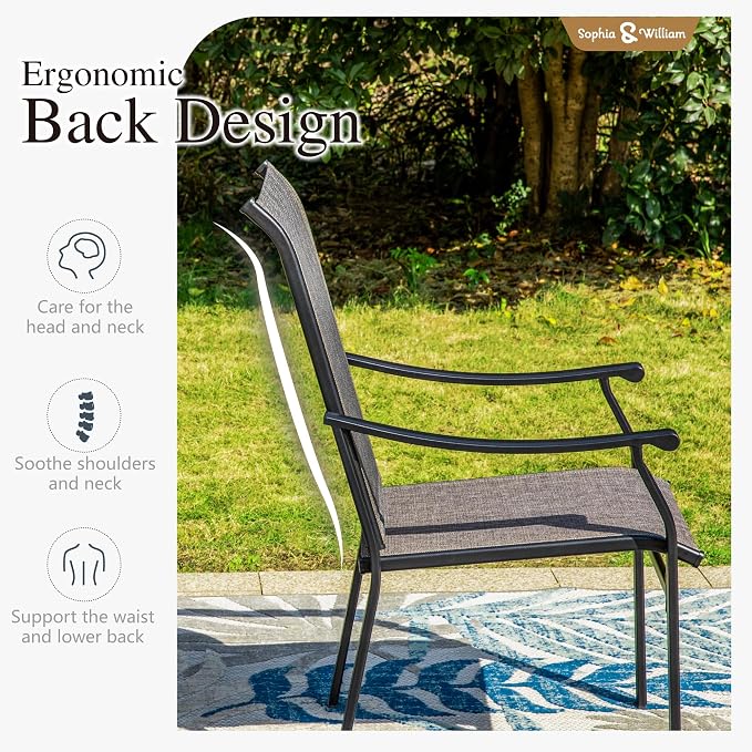 Sophia & William Outdoor Dining Set for 6, All-Weather & Durable Patio Table and Chairs Set, Patio Furniture Set for Lawn, Yark, and Courtyard