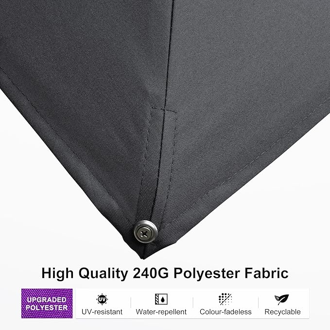 PURPLE LEAF 9' x 12' Rectangle Patio Cantilever Umbrella Large Hanging Umbrella Teak Finished Aluminum Frame Windproof Offset Outdoor Sun Umbrellas for Beach Pool Deck, Grey