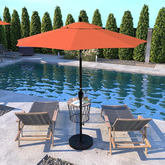California Umbrella 7.5' Round Aluminum Market Umbrella, Crank Lift, Push Button Tilt