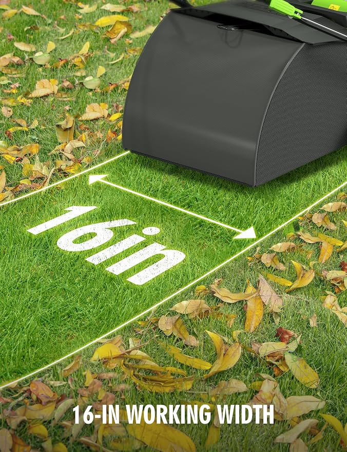16” Artificial Turf Vacuum,1800w Grass Sweeper 15 Amp Lawn Sweeper Yard Power Brush with 55L Removable Leaf Collection Bag, Quick-Fold, Keeps Clear Sweepy Box