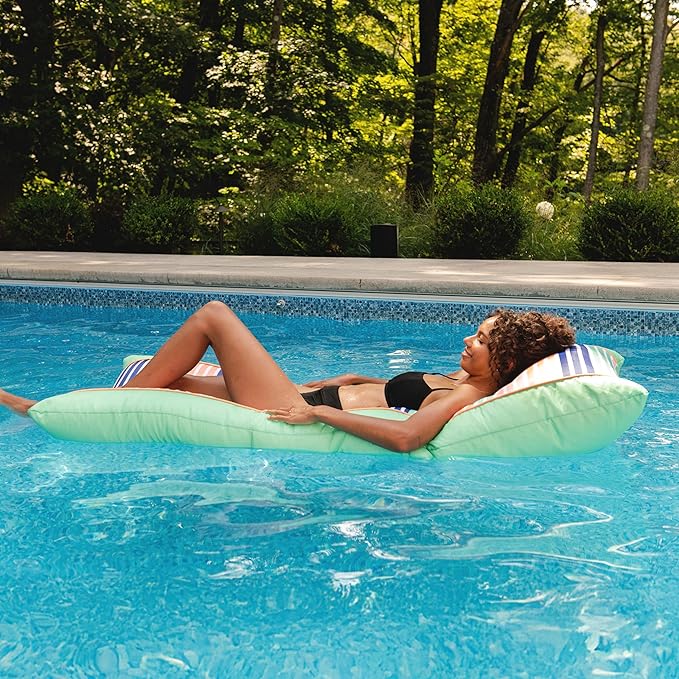 Big Joe Kona Hammock No Inflation Needed Pool Lounger with Headrest, Quick Draining Fabric, 4 feet Big