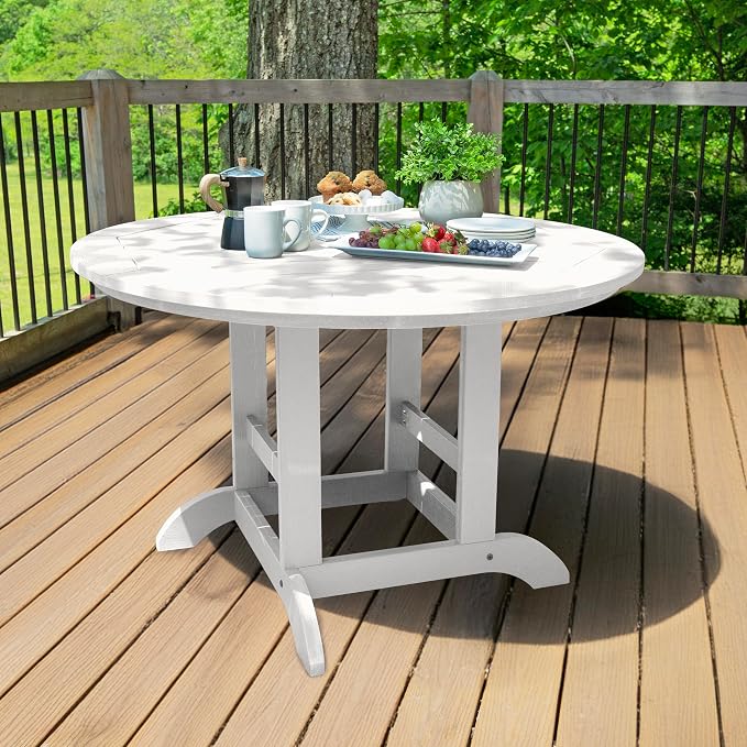 Highwood AD-DNW48-WHE Weatherly 5-Piece Round Dining Set, Dining Height, White