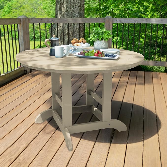 Highwood Weatherly 5-Piece Round Dining Set, Dining Height, Whitewash