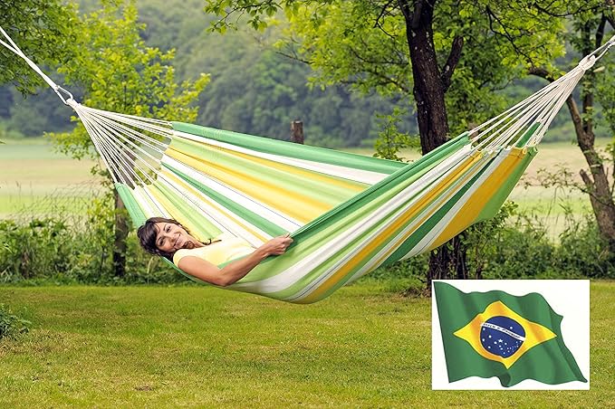 BYER OF MAINE, Lambada Hammock, Authentic Brazilian, Apple Green, Recycled Cotton/Polyester Blend, 126" L X 55" W, Holds up to 330lbs