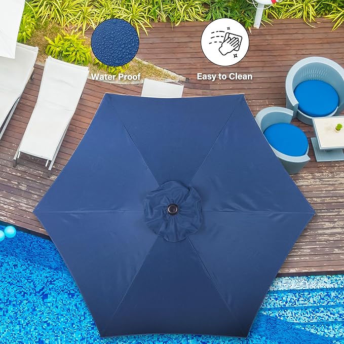 Simple Deluxe 2 Pack 7.5' Patio Umbrella Outdoor Table Market Yard Umbrella with 6 Sturdy Ribs for Backyard, Pool, Garden, Deck, Blue