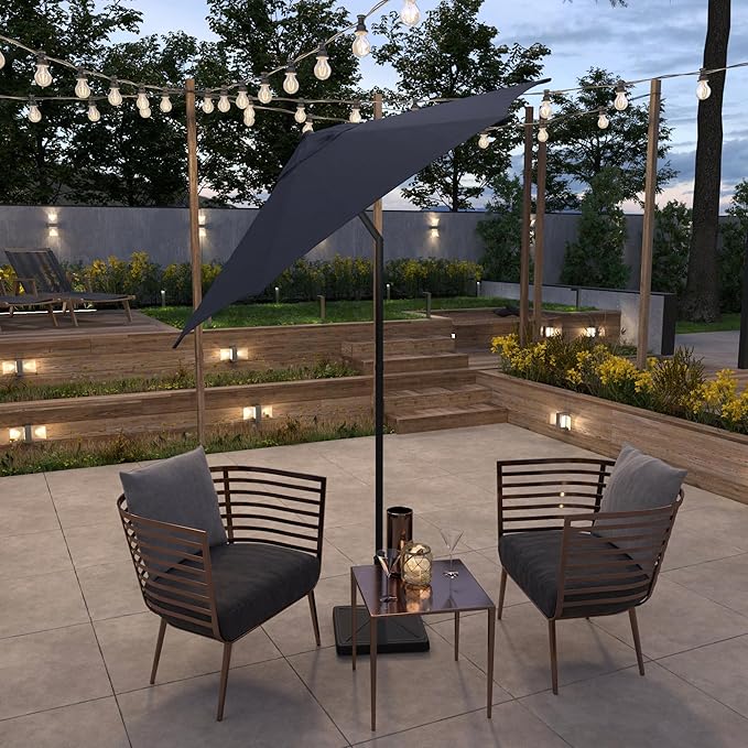 Sunline 7.5 ft Patio Umbrella with Crank & Push Button Tilt, Outdoor Market Umbrella with UV Protection & Wind Vent, Metal Frame for Deck, Pool & Table, Navy Blue