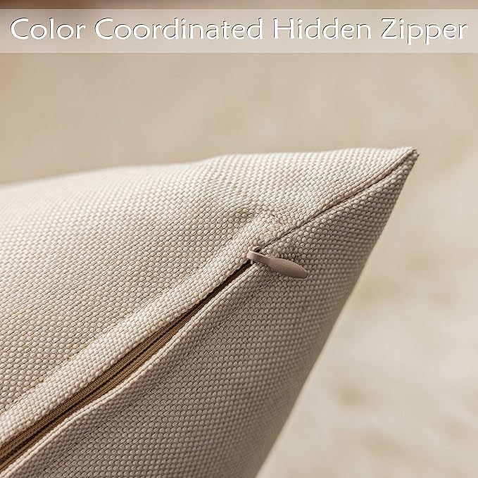 Home Brilliant Rectangle Pillow Cover 12x20 Linen Pillow Covers Waterproof Outdoor Throw Pillows for Patio, 30x50 cm, Set of 4, Light Linen
