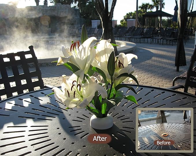 Flower Vase Patio Table Umbrella Hole Insert, White