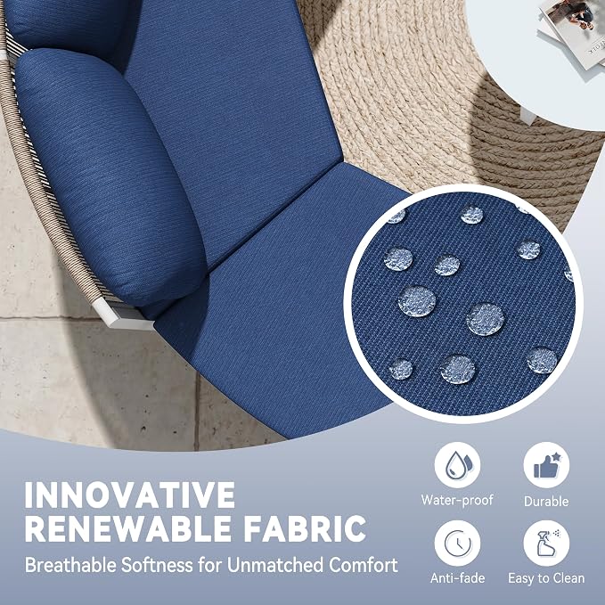 Crestlive Curved Patio Furniture Set, Modular Half Moon 6-Seater Sofa with Round Coffee Table, Aluminum Outdoor Sectional with 4.3" Cushions, All-Weather Couch for Backyard, Deck, Porch, Poolside
