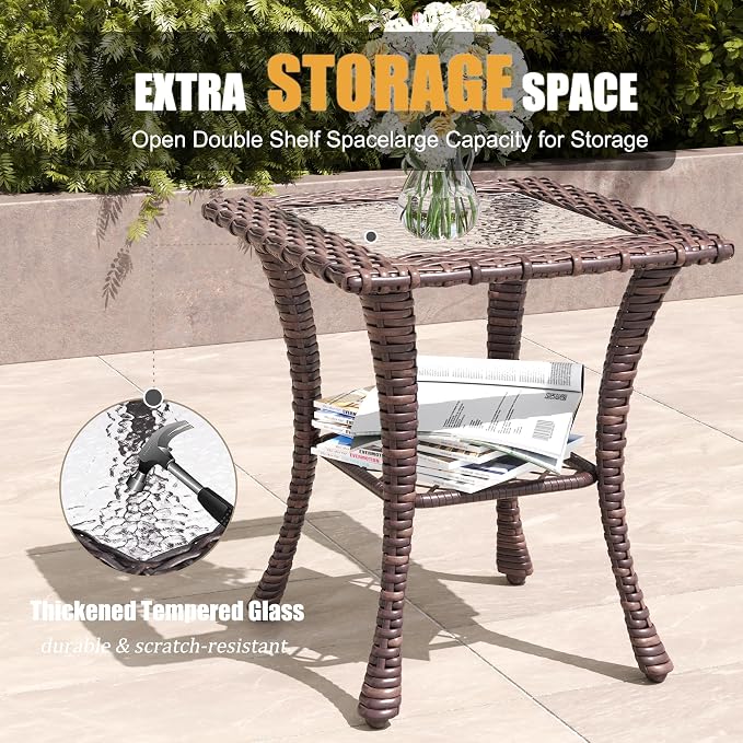 LayinSun 9 Pieces Patio Furniture Set with Swivel Chairs, Rattan Wicker Rocking Glide Chairs with Coffee Table Conversation Set