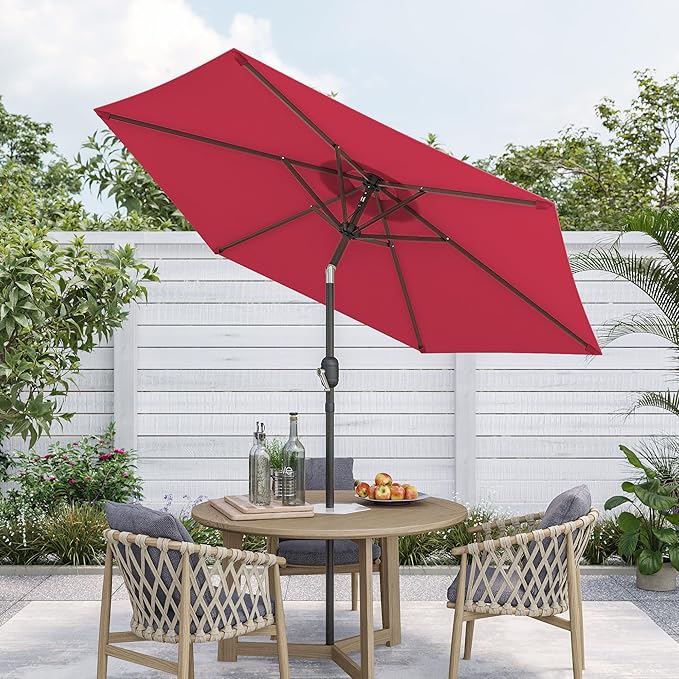 7.5ft Outdoor Umbrella Patio Umbrella,2-Year-Non-Fading,Table Market Patio Umbrella with Push Button Tilt and Crank,for Pool, Deck, Garden,Backyard