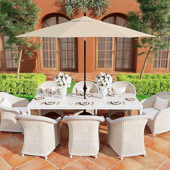California Umbrella 11Ft Premium Sunbrella Patio Umbrella, Hand-Crank, Tilt-Collar, Bronze Frame, Canvas Fabric