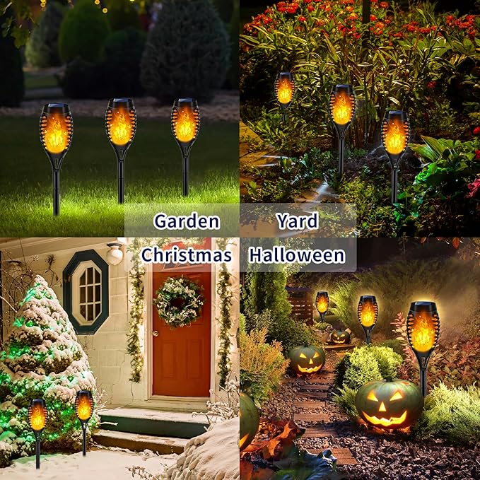 Swingers Solar Lights Outdoor,Solar Torch Lights with Flickering Flame,Waterproof Outdoor Garden Lights for Outside Patio Pathway Yard Decorations(12, Yellow)