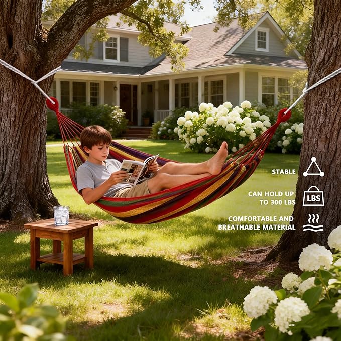 Outdoor Garden Camping Hammock, Portable Hammock for Patio Yard Garden Backyard Porch Travel, 300 Lbs Maximum Weight Capacity
