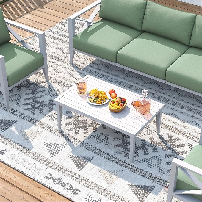 Outdoor Sectional Sofa Set 6 Seat Patio Conversation Set with Cushions, Aluminum Patio Furniture for Backyard Deck Garden Seating