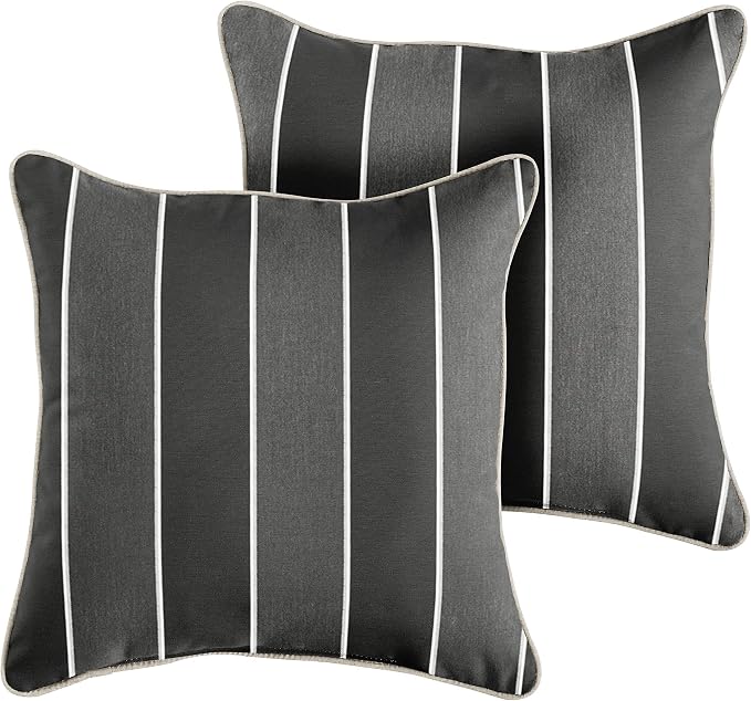Sorra Home x Sunbrella - Indoor/Outdoor Corded Pillows, 18" x 18", Peyton Granite