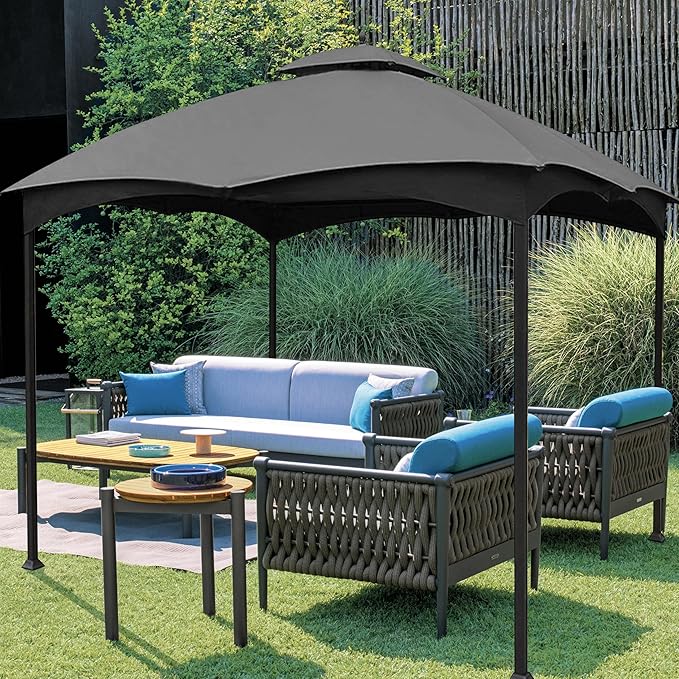 Coastshade Replacement Gazebo Canopy Top for Lowe's Allen Roth Heavy Duty Roof Gazebos Top with Mesh,10x12 Gazebo Cover #GF-12S004B-1, Replacement Top Only (Gray)
