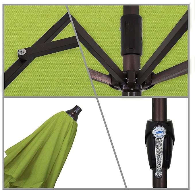 California Umbrella 7.5' Round Sunbrella Aluminum Outdoor Deck, Pool or Patio Umbrella, Crank Lift, Auto Tilt, Bronze Pole, Macaw