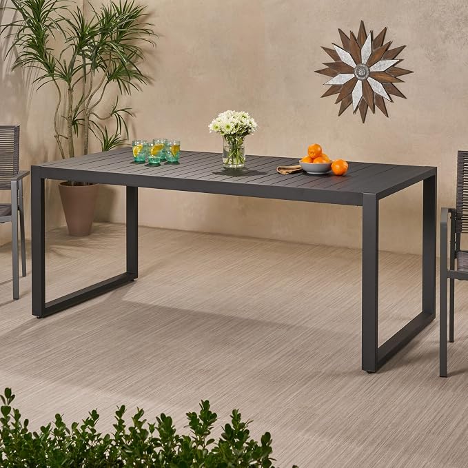 GOWE Outdoor Aluminum Dining Table, Black