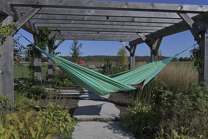 Vivere Latin Hammock Collection – Vibrant 100% Cotton Double Hammock, Supports 2 Adults - 450 lb Capacity (Viridis)