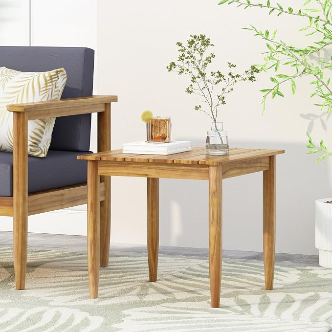 Patio Side Table, Square Acacia Wood, Teak
