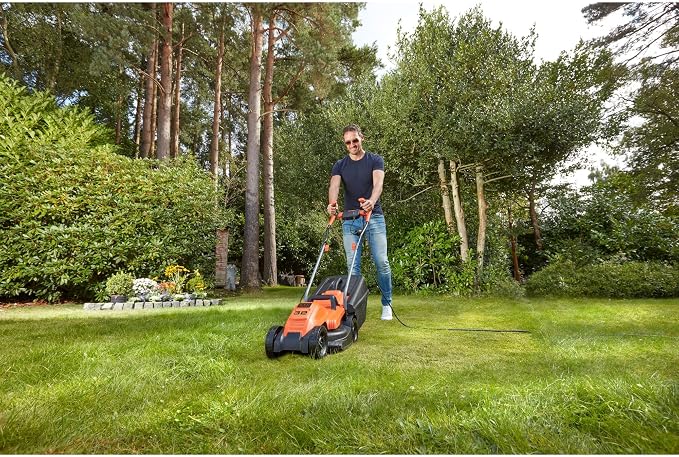 Black + Decker bemw451bh-qs Wired Lawnmower 3 Height 32 cm, 1200 Watt, Orange