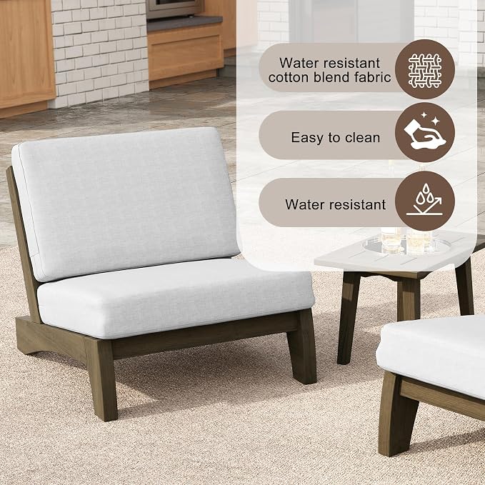 2 Pieces Patio Furniture Sets, All-Weather Outdoor Wood Bistro Set Patio Conversation Chiarsfor Balcony, Backyard