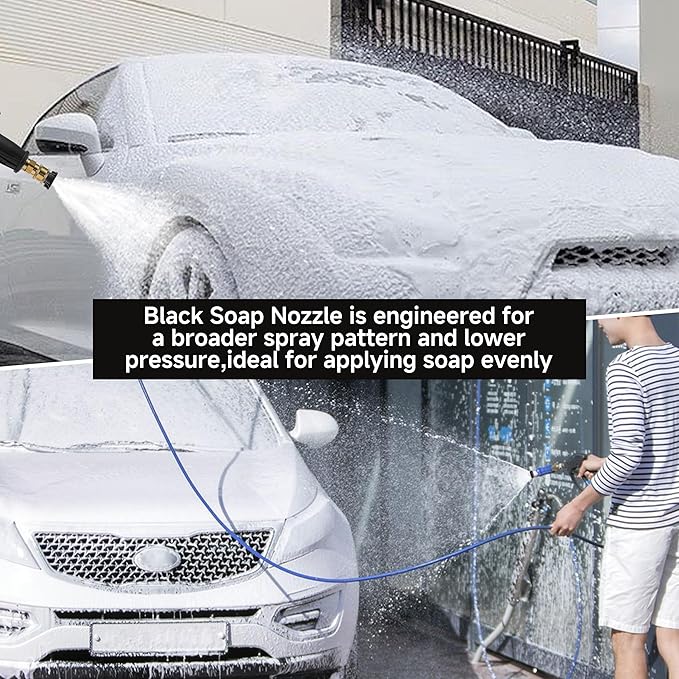 Tool Daily Pressure Washer Tips, 65 Degree Black Power Washer Soap Nozzles 7 Pack with Nozzle Holder, 1/4 Inch Quick Connect, 4000 PSI