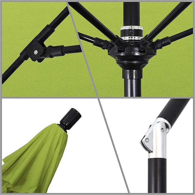 California Umbrella 9' Round Crank Lift, Collar Tilt, Aluminum Pole, Fiberglass Rib Patio Umbrella,