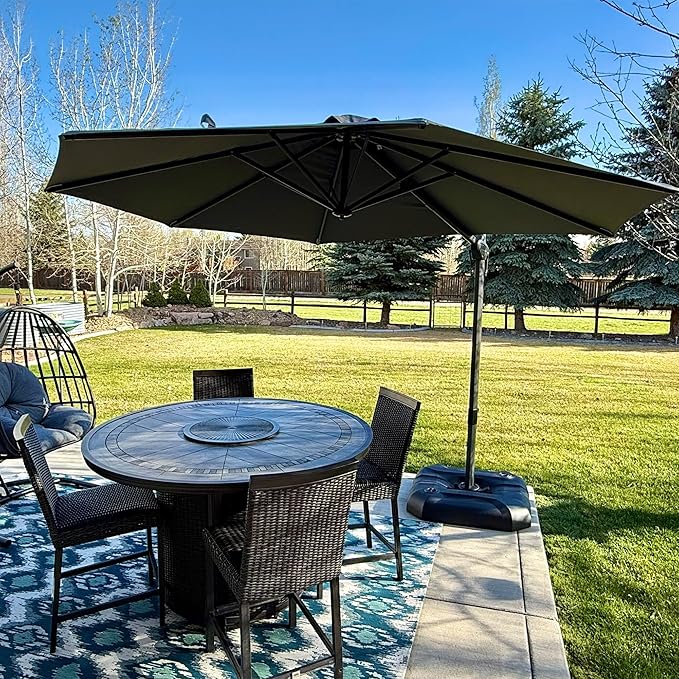 PURPLE LEAF 10 Feet Patio Umbrella Outdoor Cantilever Round Umbrella Aluminum Offset Umbrella with 360-degree Rotation for Garden Deck Pool Patio Light Grey