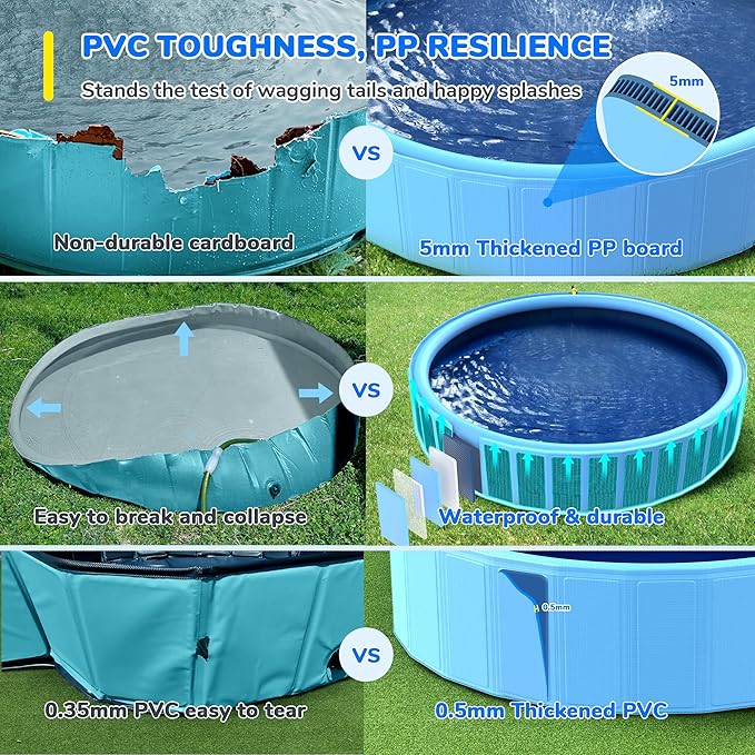 Sprinkler Pool for Kids, 97'' Non-Slip Kids Pool, Dog Swimming Pool for Kids, Heavy Duty Dogs Splash Pad Pools for Large Dogs, Hard Plastic Kiddie Pool for Backyard